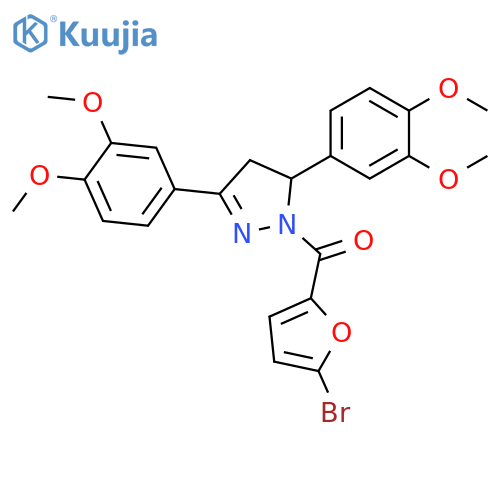 1-(5-bromofuran-2-carbonyl)-3,5-bis(3,4-dimethoxyphenyl)-4,5-dihydro-1H-pyrazole structure