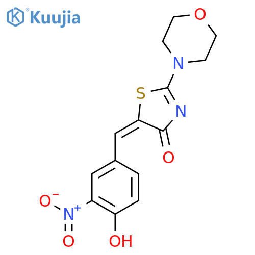 (5E)-5-(4-hydroxy-3-nitrophenyl)methylidene-2-(morpholin-4-yl)-4,5-dihydro-1,3-thiazol-4-one structure