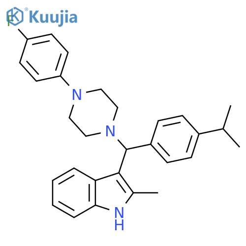 3-{4-(4-fluorophenyl)piperazin-1-yl4-(propan-2-yl)phenylmethyl}-2-methyl-1H-indole structure
