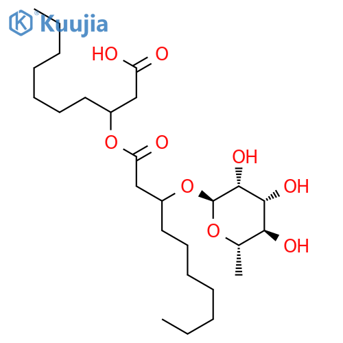 Decanoic acid,3-[(6-deoxy-a-L-mannopyranosyl)oxy]-,1-(carboxymethyl)octyl ester structure