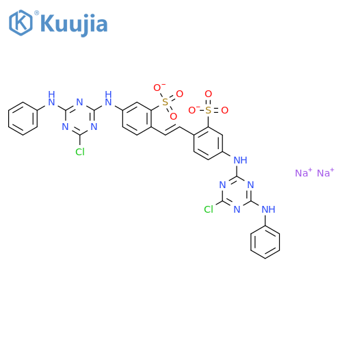 Benzenesulfonic acid,2,2'-(1,2-ethenediyl)bis[5-[[4-chloro-6-(phenylamino)-1,3,5-triazin-2-yl]amino]-,sodium salt (1:2) structure