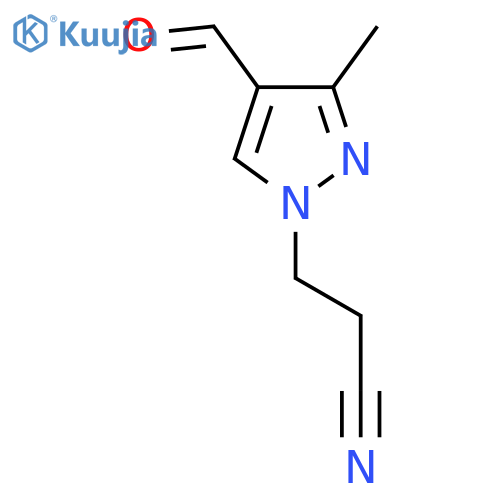 3-(4-formyl-3-methyl-1H-pyrazol-1-yl)propanenitrile structure