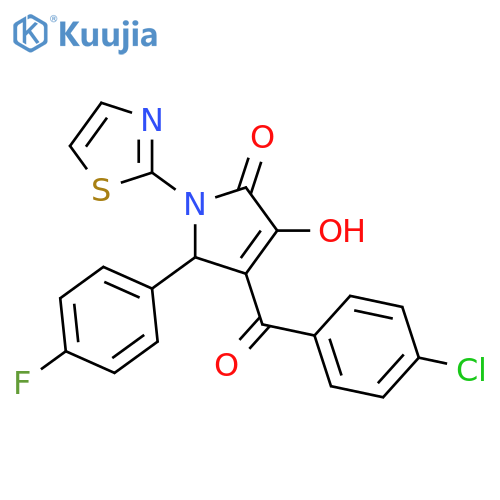 4-(4-chlorobenzoyl)-5-(4-fluorophenyl)-3-hydroxy-1-(1,3-thiazol-2-yl)-2,5-dihydro-1H-pyrrol-2-one structure