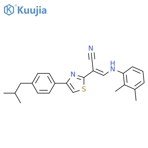 (2Z)-3-(2,3-dimethylphenyl)amino-2-{4-4-(2-methylpropyl)phenyl-1,3-thiazol-2-yl}prop-2-enenitrile structure