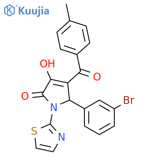 5-(3-bromophenyl)-3-hydroxy-4-(4-methylbenzoyl)-1-(1,3-thiazol-2-yl)-2,5-dihydro-1H-pyrrol-2-one structure