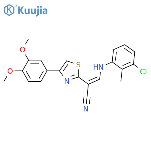 (2Z)-3-(3-chloro-2-methylphenyl)amino-2-4-(3,4-dimethoxyphenyl)-1,3-thiazol-2-ylprop-2-enenitrile structure