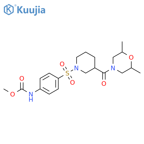 methyl N-(4-{3-(2,6-dimethylmorpholine-4-carbonyl)piperidin-1-ylsulfonyl}phenyl)carbamate structure