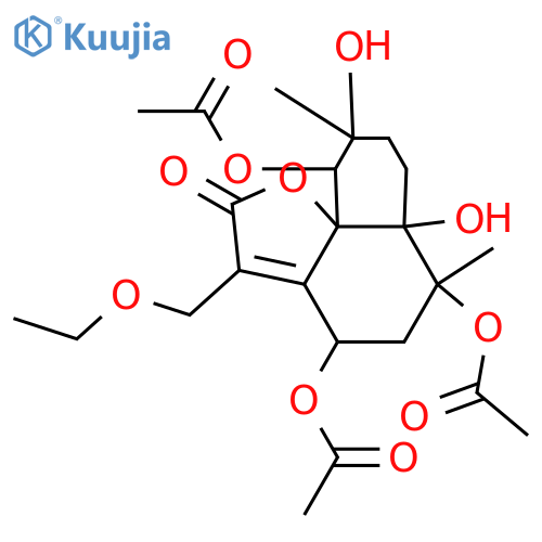 1,4,5,8,10,13-Hexahydroxy-7(11)-cadinen-12,6-olide; (1β,4α,5β,6β,8α,10α)-form, 13-Et ether, 5,8,10-tri-Ac structure