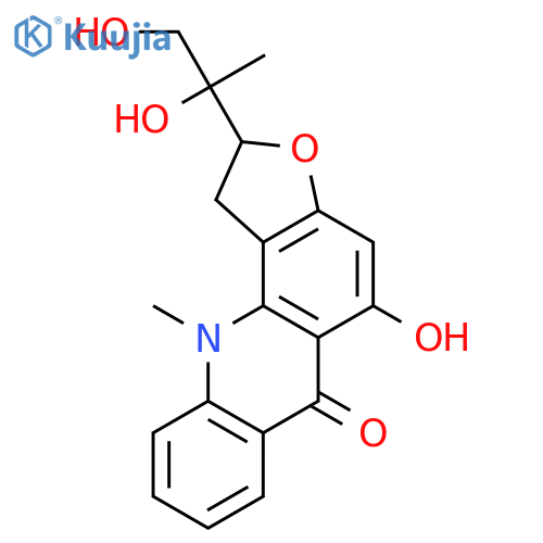 2-(1,2-dihydroxy-1-methyl-ethyl)-5-hydroxy-11-methyl-1,11-dihydro-2H-furo[2,3-c]acridin-6-one structure