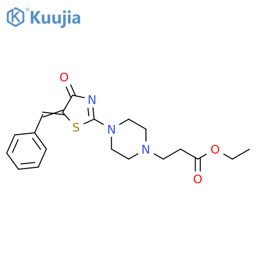 ethyl 3-{4-(5E)-4-oxo-5-(phenylmethylidene)-4,5-dihydro-1,3-thiazol-2-ylpiperazin-1-yl}propanoate structure