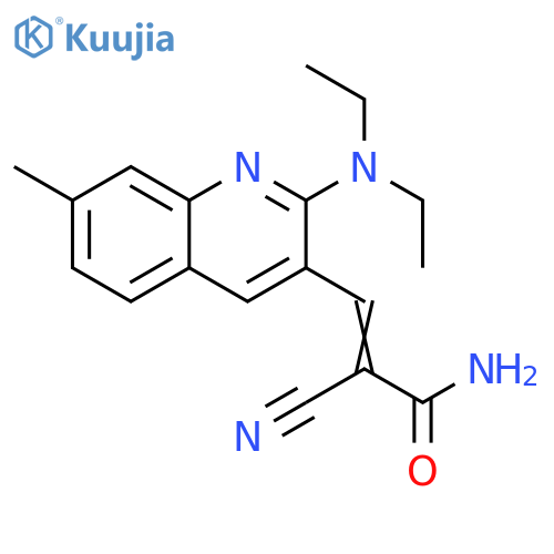 2-Cyano-3-[2-(diethylamino)-7-methyl-3-quinolinyl]-2-propenamide structure