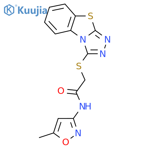 N-(5-methyl-1,2-oxazol-3-yl)-2-{7-thia-2,4,5-triazatricyclo6.4.0.0^{2,6}dodeca-1(8),3,5,9,11-pentaen-3-ylsulfanyl}acetamide structure