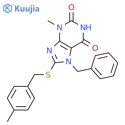 7-benzyl-3-methyl-8-{(4-methylphenyl)methylsulfanyl}-2,3,6,7-tetrahydro-1H-purine-2,6-dione structure