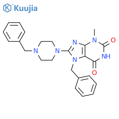 7-benzyl-8-(4-benzylpiperazin-1-yl)-3-methyl-2,3,6,7-tetrahydro-1H-purine-2,6-dione structure