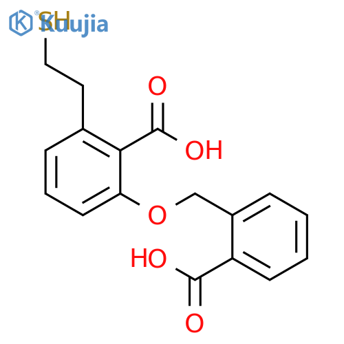 Benzoic acid, 2-[(2-carboxyphenyl)methoxy]-6-(2-mercaptoethyl)- structure