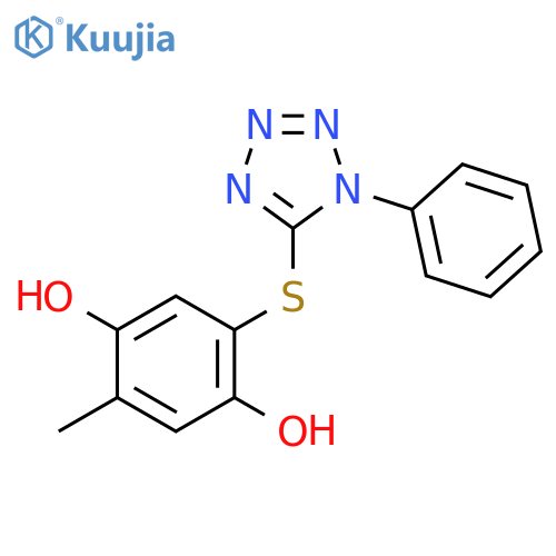2-Methyl-5-[(1-phenyl-2,3-dihydro-1H-tetrazol-5-yl)sulfanyl]cyclohexa-2,5-diene-1,4-dione structure