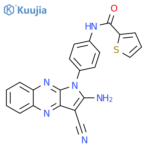 N-(4-{2-amino-3-cyano-1H-pyrrolo2,3-bquinoxalin-1-yl}phenyl)thiophene-2-carboxamide structure