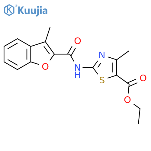 ethyl 4-methyl-2-(3-methyl-1-benzofuran-2-amido)-1,3-thiazole-5-carboxylate structure