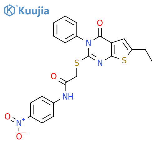 2-({6-ethyl-4-oxo-3-phenyl-3H,4H-thieno2,3-dpyrimidin-2-yl}sulfanyl)-N-(4-nitrophenyl)acetamide structure