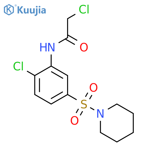 2-chloro-N-2-chloro-5-(piperidine-1-sulfonyl)phenylacetamide structure