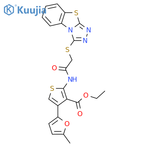 ethyl 4-(5-methylfuran-2-yl)-2-(2-{7-thia-2,4,5-triazatricyclo6.4.0.0^{2,6}dodeca-1(8),3,5,9,11-pentaen-3-ylsulfanyl}acetamido)thiophene-3-carboxylate structure