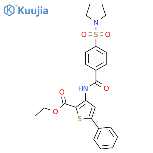 ethyl 5-phenyl-3-4-(pyrrolidine-1-sulfonyl)benzamidothiophene-2-carboxylate structure