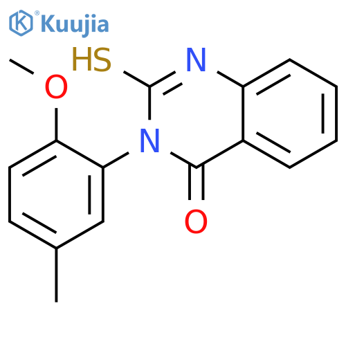 3-(2-methoxy-5-methylphenyl)-2-sulfanyl-3,4-dihydroquinazolin-4-one structure