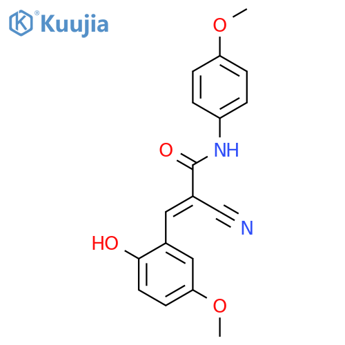 (2E)-2-cyano-3-(2-hydroxy-5-methoxyphenyl)-N-(4-methoxyphenyl)prop-2-enamide structure