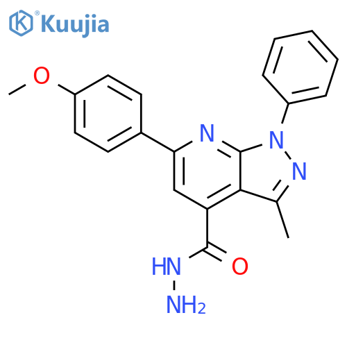 6-(4-methoxyphenyl)-3-methyl-1-phenyl-1H-pyrazolo3,4-bpyridine-4-carbohydrazide structure