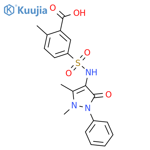 5-(1,5-dimethyl-3-oxo-2-phenyl-2,3-dihydro-1H-pyrazol-4-yl)sulfamoyl-2-methylbenzoic acid structure