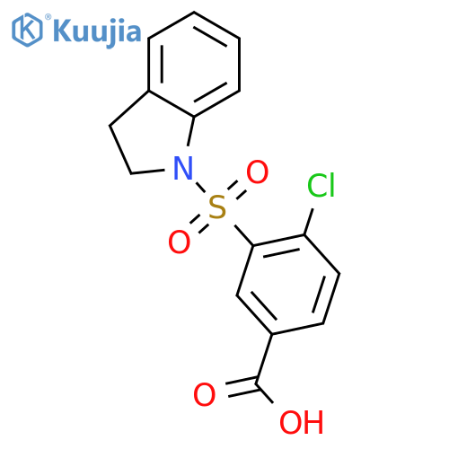 4-chloro-3-(2,3-dihydro-1H-indole-1-sulfonyl)benzoic acid structure