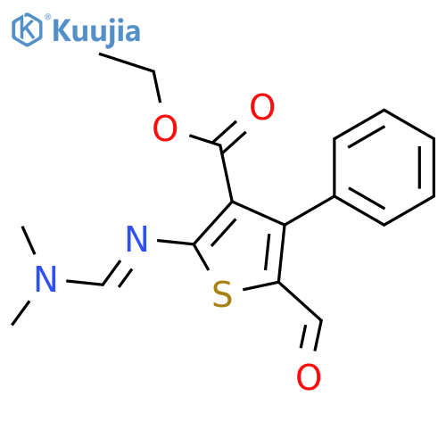 Ethyl 2-[[(dimethylamino)methylene]amino]-5-formyl-4-phenyl-3-thiophenecarboxylate structure