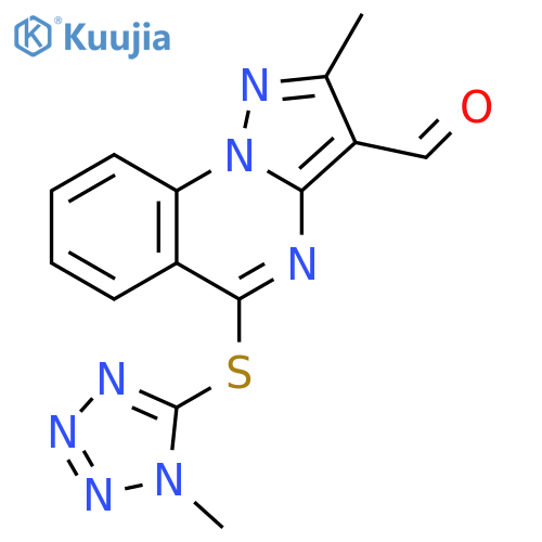 2-Methyl-5-[(1-methyl-1H-tetrazol-5-yl)thio]pyrazolo[1,5-a]quinazoline-3-carboxaldehyde structure