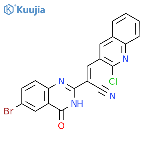 (E)-2-(6-Bromo-4-oxo-3H-quinazolin-2-yl)-3-(2-chloroquinolin-3-yl)prop-2-enenitrile structure