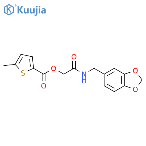 {[(2H-1,3-benzodioxol-5-yl)methyl]carbamoyl}methyl 5-methylthiophene-2-carboxylate structure