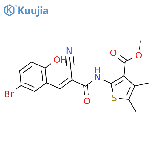 Methyl 2-[3-(5-bromo-2-hydroxyphenyl)-2-cyanoprop-2-enamido]-4,5-dimethylthiophene-3-carboxylate structure