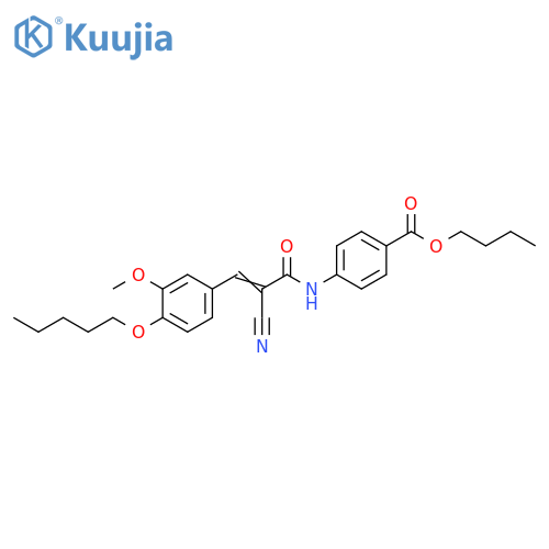 Butyl 4-[[2-cyano-3-[3-methoxy-4-(pentyloxy)phenyl]-1-oxo-2-propen-1-yl]amino]benzoate structure