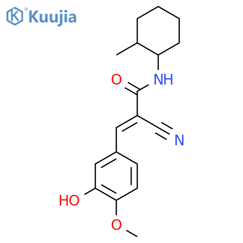 2-cyano-3-(3-hydroxy-4-methoxyphenyl)-N-(2-methylcyclohexyl)prop-2-enamide structure