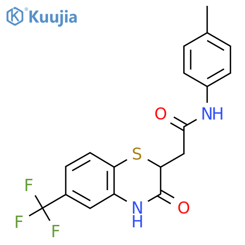 N-(4-methylphenyl)-2-3-oxo-6-(trifluoromethyl)-3,4-dihydro-2H-1,4-benzothiazin-2-ylacetamide structure