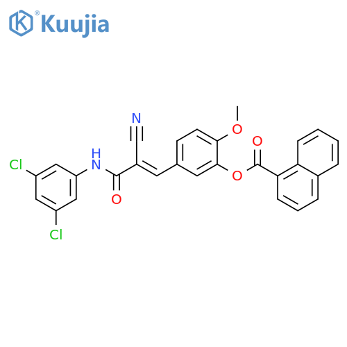 5-[2-Cyano-3-[(3,5-dichlorophenyl)amino]-3-oxo-1-propen-1-yl]-2-methoxyphenyl 1-naphthalenecarboxylate structure