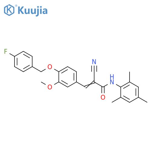 2-Cyano-3-[4-[(4-fluorophenyl)methoxy]-3-methoxyphenyl]-N-(2,4,6-trimethylphenyl)-2-propenamide structure