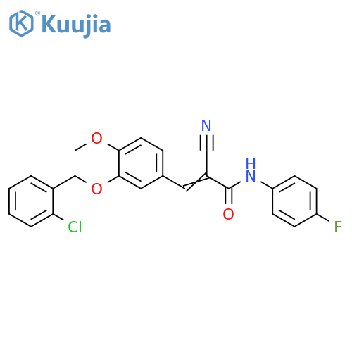 3-[3-[(2-Chlorophenyl)methoxy]-4-methoxyphenyl]-2-cyano-N-(4-fluorophenyl)-2-propenamide structure