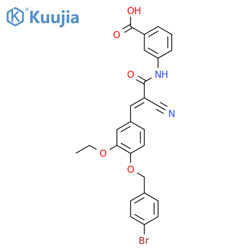 3-[[(E)-3-[4-[(4-bromophenyl)methoxy]-3-ethoxyphenyl]-2-cyanoprop-2-enoyl]amino]benzoic acid structure