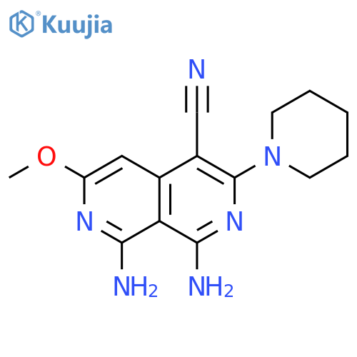 2,7-Naphthyridine-4-carbonitrile,1,8-diamino-6-methoxy-3-(1-piperidinyl)- structure
