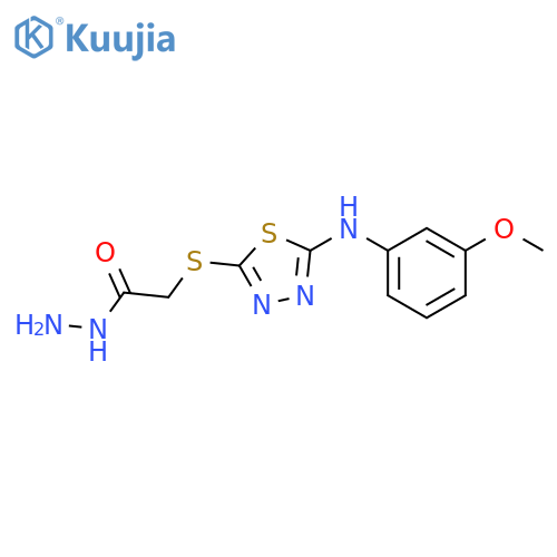 2-({5-(3-methoxyphenyl)amino-1,3,4-thiadiazol-2-yl}sulfanyl)acetohydrazide structure