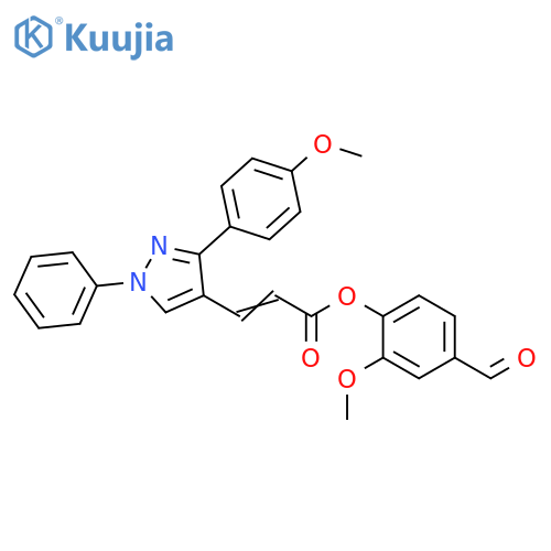 4-Formyl-2-methoxyphenyl 3-[3-(4-methoxyphenyl)-1-phenyl-1H-pyrazol-4-yl]-2-propenoate structure