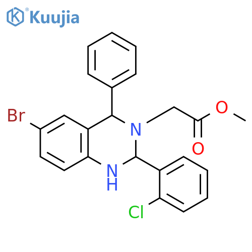 methyl 2-6-bromo-2-(2-chlorophenyl)-4-phenyl-1,2,3,4-tetrahydroquinazolin-3-ylacetate structure