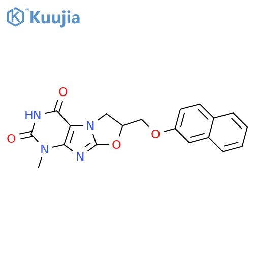 1-methyl-7-(naphthalen-2-yloxy)methyl-1H,2H,3H,4H,6H,7H-1,3oxazolo3,2-gpurine-2,4-dione structure