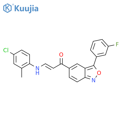 (E)-3-(4-CHLORO-2-METHYLANILINO)-1-[3-(3-FLUOROPHENYL)-2,1-BENZISOXAZOL-5-YL]-2-PROPEN-1-ONE structure