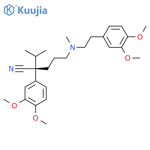 (+)-3-(3,4-dimethoxyphenyl)-6-[(5,6-dimethoxyphenethyl)methylamino]hexane-3-carbonitrile structure